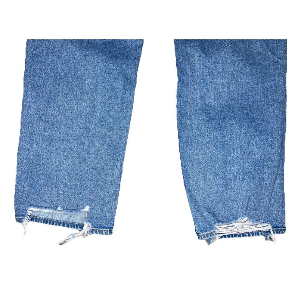 American Eagle Highest Rise Baggy Straight Jeans Size 14R Light Wash Distressed - Picture 10 of 14